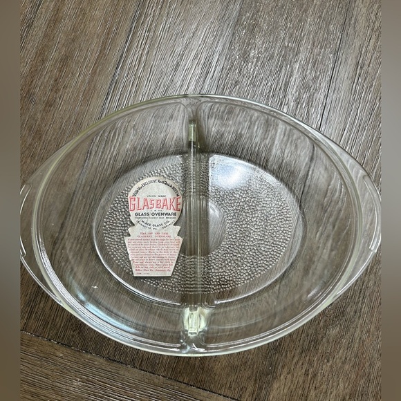 Vintage Glasbake Clear Glass Divided Dish Serving or Baking Made in USA - Picture 1 of 6
